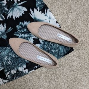 Kelly & Katie Pirassa Nude Almond Toe Flats